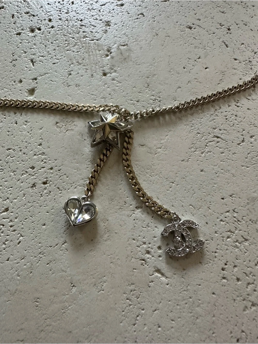 Chanel Crystal Star Heart CC Pendant Necklace made in Italy